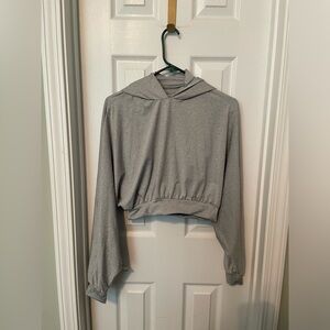 Gray Cropped Hoodie with matching skirt